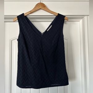 Navy lace detail sleeveless top